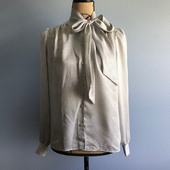 Vintage Tops - Vintage Philippe Marques Silver Blouse Size 6
